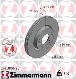 TARCZA HAM./PRZ/ HYUNDAI TUCSON 2,0CRDI 04- @280X26 ZIMMERMANN ZM320.3806.20