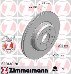 TARCZA HAM./TYŁ/ BMW 5 F10 10- @345X24 ZIMMERMANN ZM150.3480.20