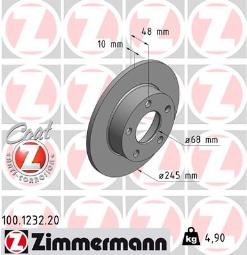TARCZA HAM./TYŁ/ VW PASSAT 97- @245X10 /4WD/ ZIMMERMANN ZM100.1232.20