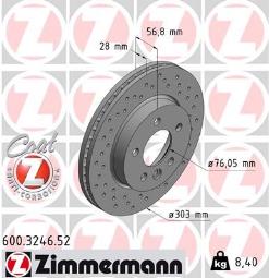 TARCZA HAM./PRZ/ VW AMAROK 10- ZIMMERMANN ZM600.3246.52