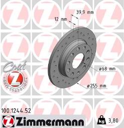 TARCZA HAM./TYŁ/ AUDI A4 01-05 @256X12 ZIMMERMANN ZM100.1244.52