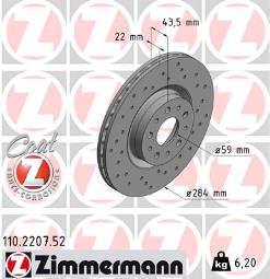 TARCZA HAM./PRZ/ OPEL COMBO 12- @284X22 ZIMMERMANN ZM110.2207.52