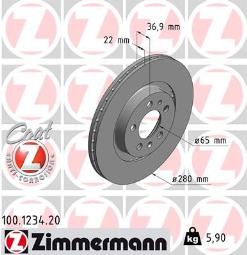 TARCZA HAM./PRZ/ SKODA OCTAVIA 1,9TDI @20X22 ZIMMERMANN ZM100.1234.20