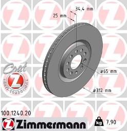 TARCZA HAM./PRZ/ VW GOLF 2,3 V5 @312X25. /ILOŚĆ ŚRUB: 5/ ZIMMERMANN ZM100.1240.20