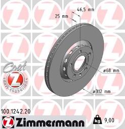 TARCZA HAM./PRZ/ AUDI A4,A6 01- @312X25 ZIMMERMANN ZM100.1242.20