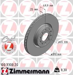 TARCZA HAM./PRZ/ VW PASSAT 05- @312X25 ZIMMERMANN ZM100.3300.20
