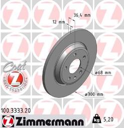 TARCZA HAM./TYŁ/ AUDI A4 1,8TFSI 08- @300X12 ZIMMERMANN ZM100.3333.20