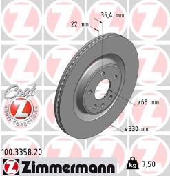 TARCZA HAM./TYŁ/ AUDI A4 07- @330X22.0 ZIMMERMANN ZM100.3358.20