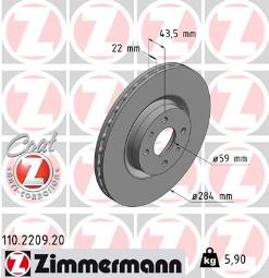 TARCZA HAM./PRZ/ FIAT MAREA 96- @284X22 ZIMMERMANN ZM110.2209.20