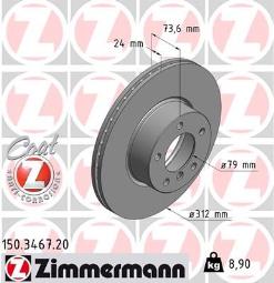 TARCZA HAM./PRZ/ BMW 1 2,0-3,0 07- @312X ZIMMERMANN ZM150.3467.20