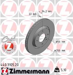 TARCZA HAM./PRZ/ CITROEN BERLINGO @266X2 00- ZIMMERMANN ZM440.3105.20