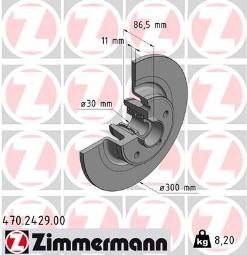 TARCZA HAM./TYŁ/ RENAULT VEL SATIS 02- @00X11 /Z ŁOŻYSKIEM/ ZIMMERMANN ZM470.2429.00