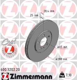 TARCZA HAM./PRZ/ VW GOLF III 2,8 VR6 @288X25 ZIMMERMANN ZM600.3202.20
