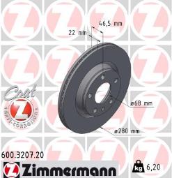 TARCZA HAM./PRZ/ VW PASSAT 1,6 97- @280X2 ZIMMERMANN ZM600.3207.20