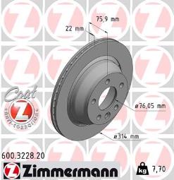 TARCZA HAM./TYŁ/ VW T5 03- @314X22 ZIMMERMANN ZM600.3228.20