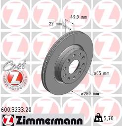 TARCZA HAM.VAG /ZIMMERMANN/ ZIMMERMANN ZM600.3233.20