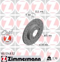 TARCZA HAM./TYŁ/ AUDI A3 @239X9 /5 OTW./ ZIMMERMANN ZM100.1248.52
