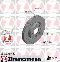TARCZA HAM.FIAT/OPEL SPORT /ZIMMERMANN/ RMANN/ ZIMMERMANN ZM230.2369.52