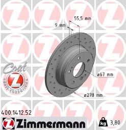 TARCZA HAM./TYŁ/ DB 202 @278X9 ZIMMERMANN ZM400.1412.52