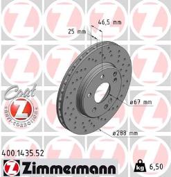 TARCZA HAM./PRZ/ DB 202 2,3-2,5 @288X25 ZIMMERMANN ZM400.1435.52