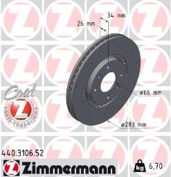 TARCZA HAM./PRZ/ CITROEN C5 1,8-2,0HDI 0- @283X26 ZIMMERMANN ZM440.3106.52