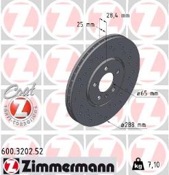 TARCZA HAM./PRZ/ VW GOLF III 2,8 VR6 @288X25 ZIMMERMANN ZM600.3202.52