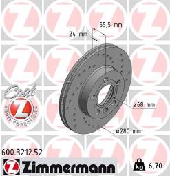 TARCZA HAM./PRZ/ VW T4 1,9D-2,4D-2,5TDI 6- ZIMMERMANN ZM600.3212.52
