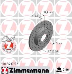 TARCZA HAM./TYŁ/ VW POLO 98- @232X9 /SPORT/ ZIMMERMANN ZM600.3217.52