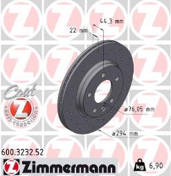 TARCZA HAM./TYŁ/ VW T5 @294X22 ZIMMERMANN ZM600.3232.52