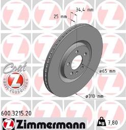 TARCZA HAM./PRZ/ VW GOLF 2,3 V5 @312X25. /ILOŚĆ ŚRUB: 5/ ZM600.3215.20