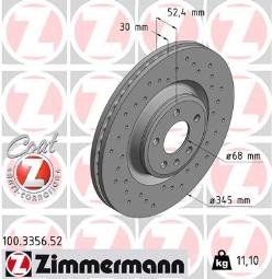 TARCZA HAM./PRZ/ AUDI A6 2,0-3,0TDI 10- @345X30 ZIMMERMANN ZM100.3356.52