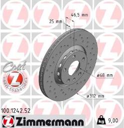 TARCZA HAM./PRZ/ AUDI A4,A6 01- @312X25 ZIMMERMANN ZM100.1242.52