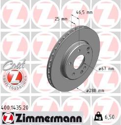 TARCZA HAM./PRZ/ DB 202 2,3-2,5 @288X25 ZIMMERMANN ZM400.1435.20