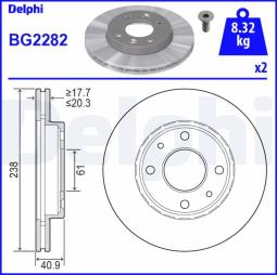 TARCZA HAM./PRZ/ RENAULT 11,19,21,5,9,CLIO,CLIO CAMPUS,CLIO VAN,KANGOO,KANGOO EXPRESS,MEGANE 1983- 0 DELPHI BG2282