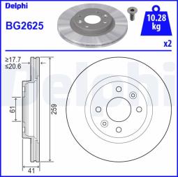 TARCZA HAM./PRZ/ RENAULT 19,CLIO,KANGOO,KANGOO EXPRESS,MEGANE,MEGANE SCENIC,TWINGO 1989- 03/2007 @25 DELPHI BG2625
