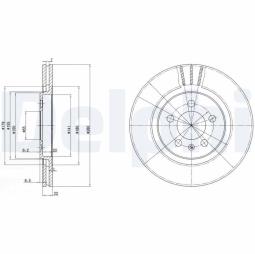 TARCZA HAM./PRZ/ SEAT,VW TOLEDO,CORRADO,GOLF,PASSAT,VENTO 04/1988- 09/1998 @280X22.0 /ILOŚĆ ŚRUB: 5/ DELPHI BG2713