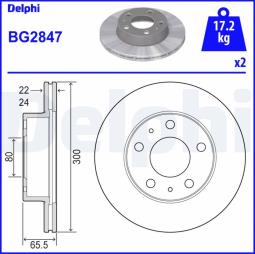 TARCZA HAM./PRZ/ CITROEN,FIAT,PEUGEOT JUMPER,RELAY,DUCATO,BOXER 02/1994- 04/2014 @300X24.0 /ILOŚĆ ŚR DELPHI BG2847