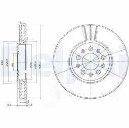 TARCZA HAM./PRZ/ VW BEETLE,BORA,GOLF,POLO,POLO BLUEMOTION 1996- 01/2014 @288X24.9 /ILOŚĆ ŚRUB: 5/ DELPHI BG3035C