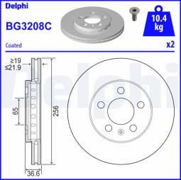 TARCZA HAM./PRZ/ SEAT CORDOBA,IBIZA,LEON,TOLEDO,FABIA OCTAVIA,PRAKTIK,RAPID,ROOMSTER 1996- 01/2014 DELPHI BG3208C