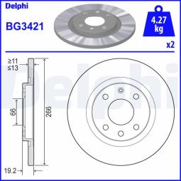 TARCZA HAM./PRZ/ CITROEN,PEUGEOT BERLINGO C2,C2 ENTERPRISE,C3,C3 PLURIEL,C4 CACTUS 07/1996- 07/2014 DELPHI BG3421