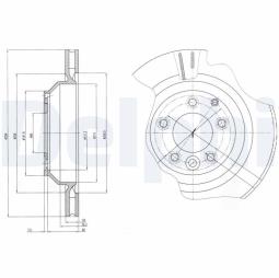 TARCZA HAM./TYŁ/ AUDI,PORSCHE,VW Q7,CAYENNE,TOUAREG 10/2002- 12/2010 @358X28.0 /ILOŚĆ ŚRUB: 5/ DELPHI BG4070