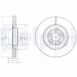TARCZA HAM./PRZ/ AUDI A4,RS4,RS5,S4 07/2003- 03/2010 @345X30.0 /ILOŚĆ ŚRUB: 5/ DELPHI BG9003