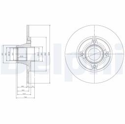 TARCZA HAM./TYŁ/ RENAULT CLIO 1990- 1998@238X8.0 /ILOŚĆ ŚRUB: 4/ DELPHI BG9033RS