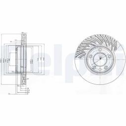 TARCZA HAM./PRZ/ PORSCHE,VW CAYENNE,TOUAREG 10/2002- 12/2010 @330X32.0 /ILOŚĆ ŚRUB: 5/ DELPHI BG9773