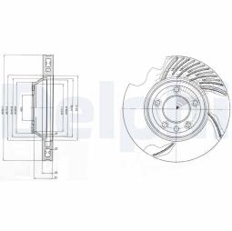 TARCZA HAM./PRZ/ AUDI,PORSCHE,VW Q7,CAYENNE,TOUAREG 10/2002- 12/2010 @350X34.0 /ILOŚĆ ŚRUB: 5/ DELPHI BG9950