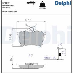 KLOCKI HAM./TYŁ/ PEUGEOT 308 1,4-1,6 16V 07- DELPHI LP2147         7.945.0