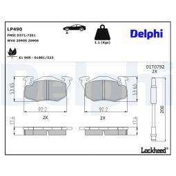KLOCKI HAM./PRZ/ PEUGEOT 205 /BDX/      /ASYMETRYCZNE/ DELPHI LP490          7.285.0